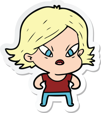 Bir insan tarafından çizilmiş bir karikatür çıkartması.