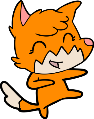 Bir insan tarafından çizilmiş mutlu çizgi film tilkisi.