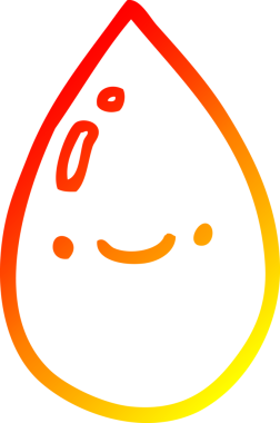 Bir insan tarafından çizilen çizgi film yağmur damlasının sıcak gradyan çizgisi