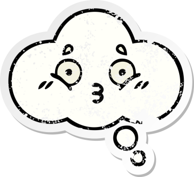 Bir insan tarafından çizilmiş tatlı bir çizgi film düşünce balonunun sıkıntılı çıkartması.