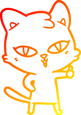 Bir insan tarafından çizilmiş çizgi film kedisinin sıcak çizgi çizimi