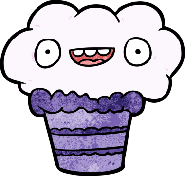 Bir insan tarafından çizilmiş komik bir kek.