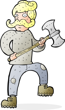 Bir insan tarafından çizilmiş baltalı karikatürist.