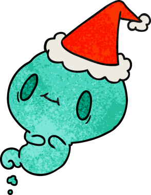 Bir insan tarafından çizilmiş kawai hayaletinin el yapımı bir karikatürü.