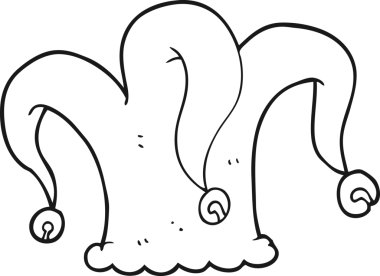 Bir insan tarafından çizilmiş siyah beyaz soytarı şapkası.