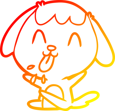 Bir insan tarafından çizilmiş sevimli bir köpeğin sıcak çizgi çizgisi.