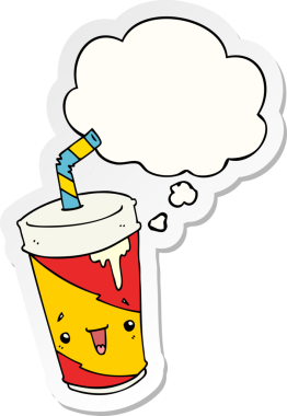 Düşünce baloncuklu karikatür bardağı insan tarafından çizilmiş bir çıkartma.