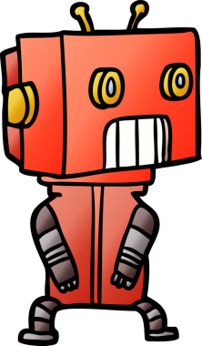 Bir insan tarafından çizilmiş çizgi film robotu