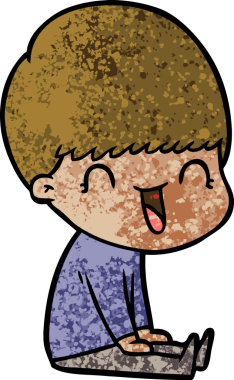 Bir insan tarafından çizilmiş mutlu çizgi film çocuğu.