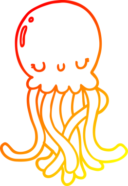 Bir insan tarafından çizilmiş sevimli bir denizanasının sıcak çizgi çizimi