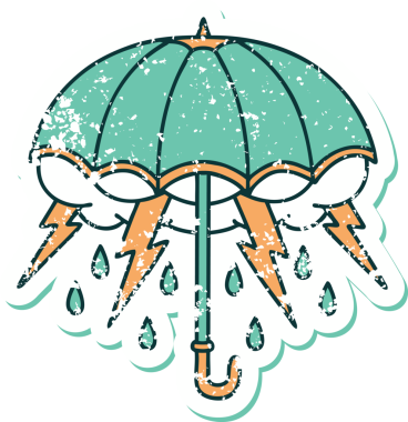 Bir insan tarafından çizilmiş sembolik dövmeli bir şemsiye.