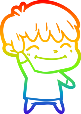 gökkuşağı gradyanı çizimi bir insan tarafından çizilmiş mutlu bir çizgi film çocuğu