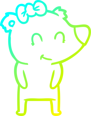 Bir insan tarafından çizilmiş bir dişi kutup ayısı karikatürü.