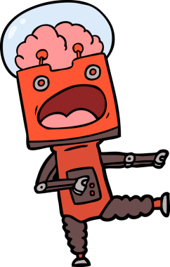 Bir insan tarafından çizilmiş çizgi film robotu