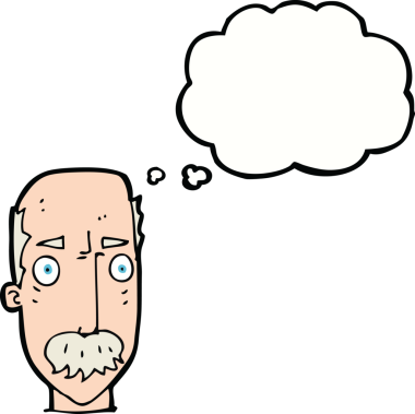 Bir insan tarafından çizilen düşünce baloncuğuyla yaşlı bir adamı sinirlendiren çizgi film.