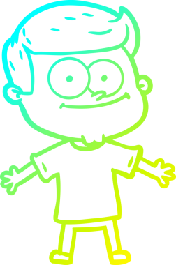 Bir insan tarafından çizilmiş mutlu bir adamın soğuk çizgi çizimi.