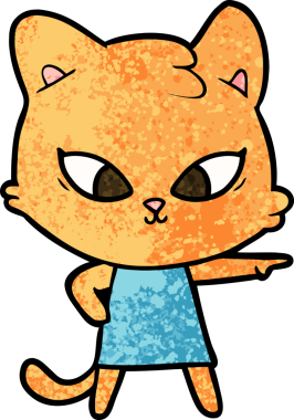 Bir insan tarafından çizilmiş sevimli çizgi film kedisi.