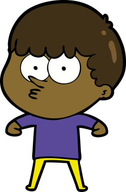 Bir insan tarafından çizilmiş meraklı bir çocuk.