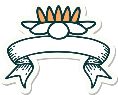 Bir insan tarafından çizilmiş nilüfer çiçeğinin pankartlı dövme stili.