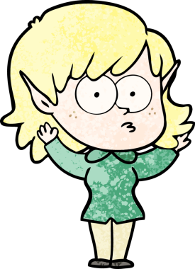 Bir insan tarafından çizilmiş çizgi film elf kızı.