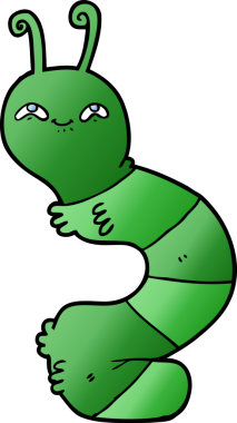 Bir insan tarafından çizilmiş mutlu bir tırtıl.