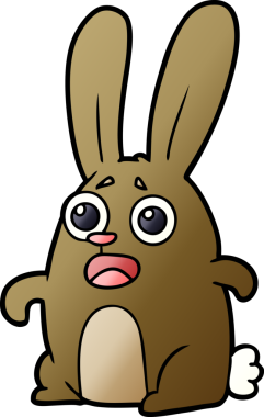 Çizgi film bir insan tarafından çizilmiş ürkmüş tavşan.