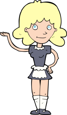 Bir insan tarafından çizilmiş çizgi film hizmetçisi.