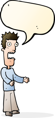 Bir insan tarafından çizilen konuşma baloncuğuyla çılgına dönen çizgi film adamı.