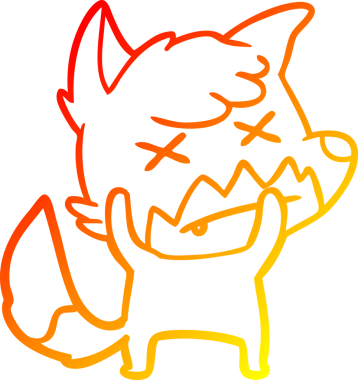 Bir insan tarafından çizilen ölü tilkinin sıcak çizgi çizimi