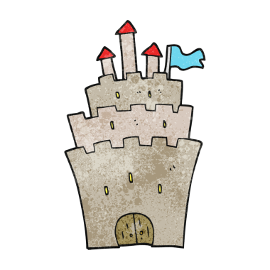 Bir insan tarafından çizilmiş el yapımı karikatür şatosu.