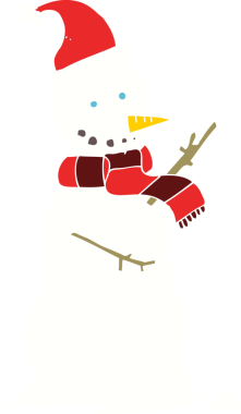 Bir insan tarafından çizilmiş düz renkli kardan adam çizimi