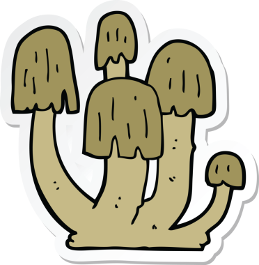 Bir insan tarafından çizilmiş bir mantar çıkartması.