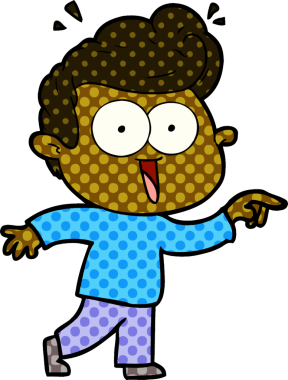 Bir insan tarafından çizilmiş heyecanlı bir çizgi film.