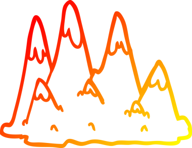 Bir insan tarafından çizilmiş çizgi film dağlarının sıcak gradyan çizgileri