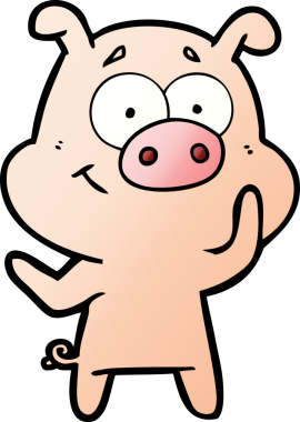 Bir insan tarafından çizilmiş mutlu çizgi film domuzu.