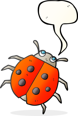 Bir insan tarafından çizilmiş serbest konuşma balonu karikatürü uğurböceği