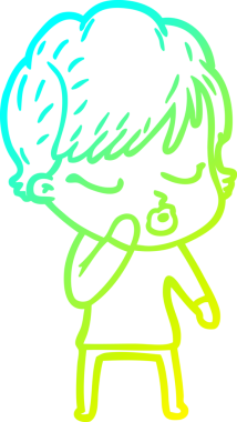 Bir insan tarafından çizilmiş gözleri olan bir karikatür kadın çizimi