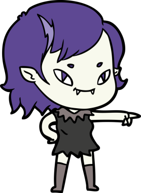 Bir insan tarafından çizilmiş çizgi film dostu vampir kız.