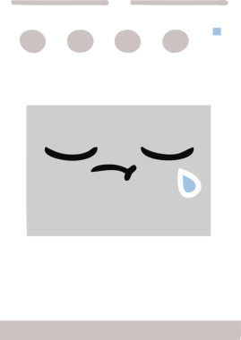 Bir insan tarafından çizilmiş mutfak fırınının düz renkli retro karikatürü