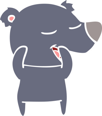 Bir insan tarafından çizilmiş düz renkli çizgi film ayısı