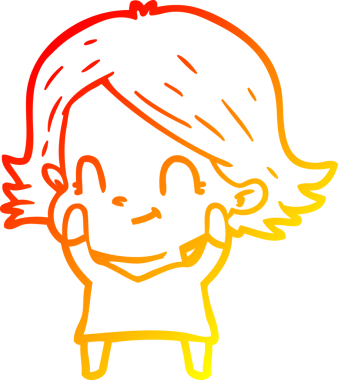 Bir insan tarafından çizilmiş, karikatür dostu bir kız çizimi.