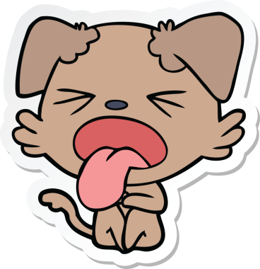 Bir insan tarafından çizilmiş, tiksindirici bir köpeğin çıkartması.