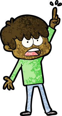 Bir insan tarafından çizilmiş endişeli çizgi film çocuğu.