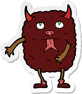 Bir insan tarafından çizilmiş komik bir çizgi film canavarının çıkartması.