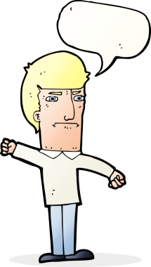 Bir insan tarafından çizilmiş konuşma balonlu kızgın adam çizgi filmi.