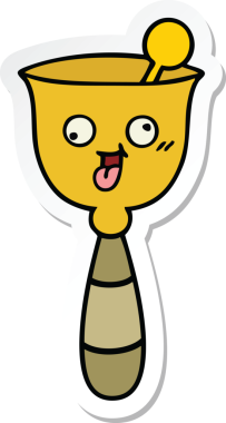 Bir insan tarafından çizilmiş şirin bir okul çanının çıkartması.