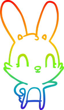 Gökkuşağı gradyan çizgisi. Bir insan tarafından çizilmiş şirin bir tavşan çizimi.