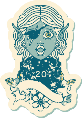 Retro Dövme Tarzı Bir insan tarafından çizilmiş doğal yirmilik zarlı düzenbaz karakter