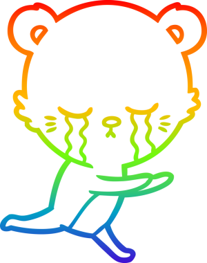 Bir insan tarafından çizilmiş ağlayan çizgi film ayısının çizimi.