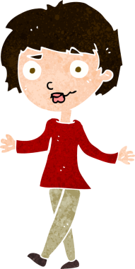 Bir insan tarafından çizilmiş, kafası karışık bir kadın.